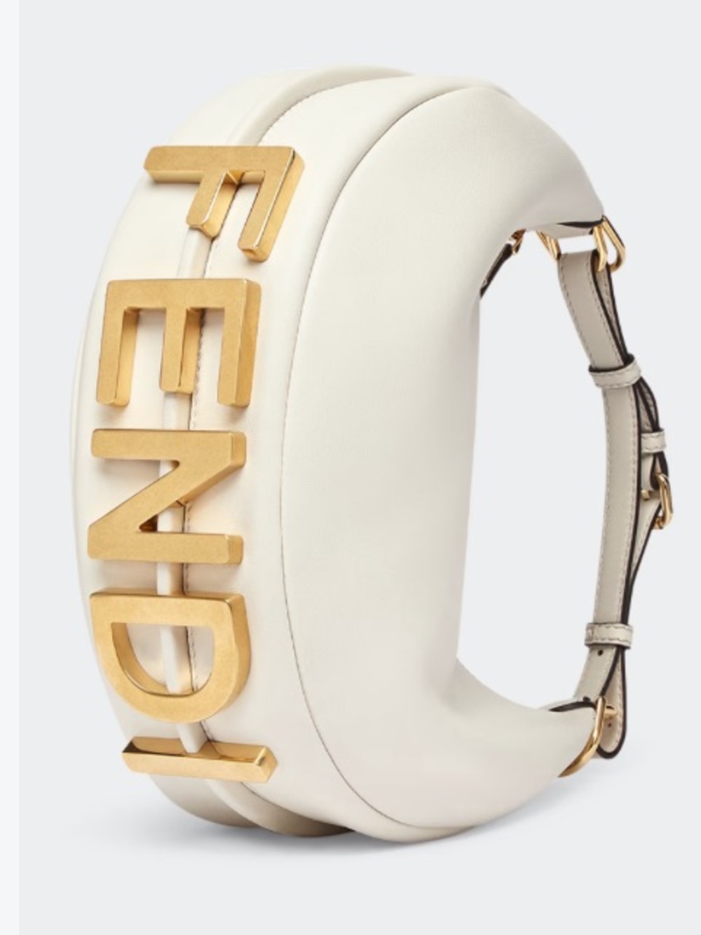 Fendigraphy Small Crescent White Cream Leather Bag